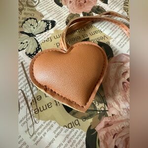 Heart-Shaped Tan “Leather” Bag Charm